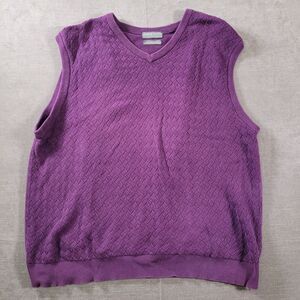 Lyle & Scott Scotland V Neck Combed Cotton Purple Pull Over Vest‎ Mens Size XL